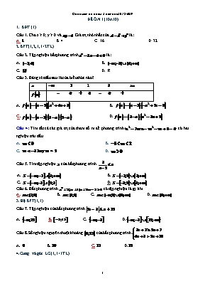 Đề ôn kiểm tra học kỳ II môn Toán Lớp 10 - Năm học 2018-2019